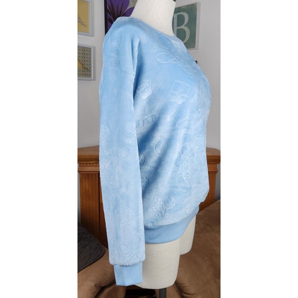 Disney's Stitch Juniors' Plush Sweatshirt Blue Pressed Pattern Size M - Picture 3 of 6